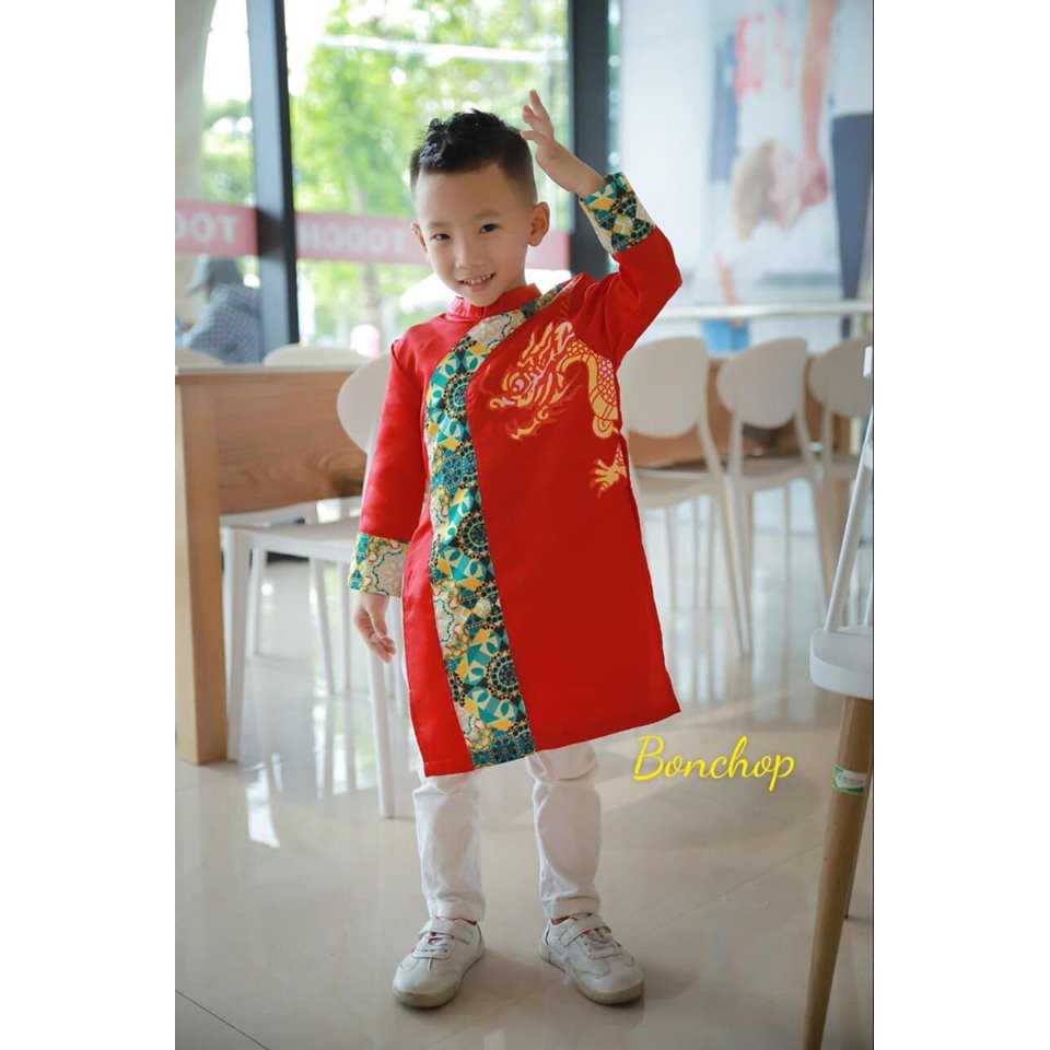 Áo dài cách tân cao cấp bé trai (size 12-26kg)