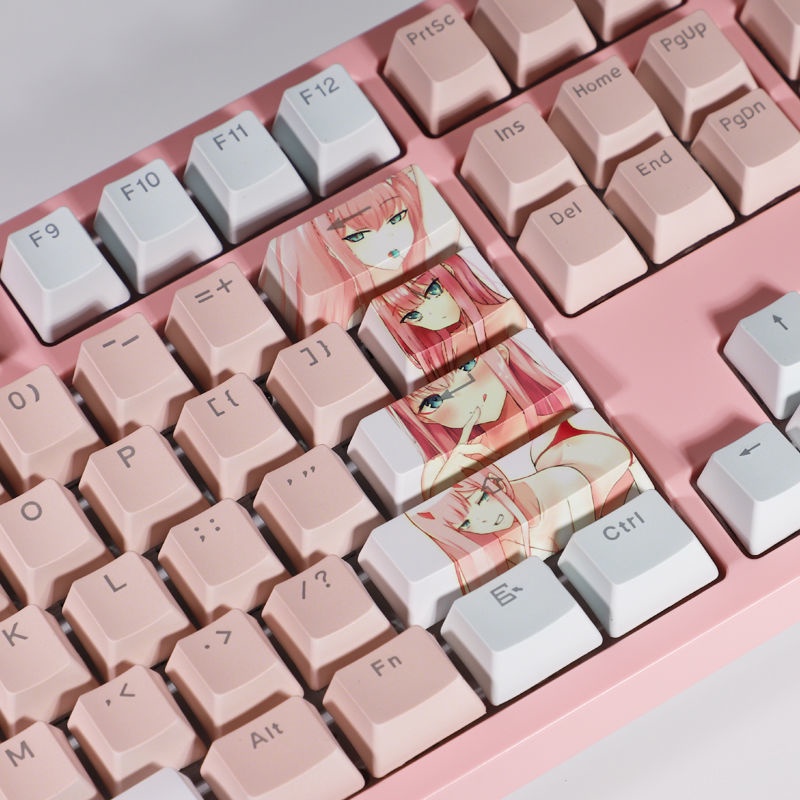 Zero Two Keycap Cherry Profile DARLING in the FRANXX Theme anime PBT Dye thăng hoa bàn phím cơ Keycap