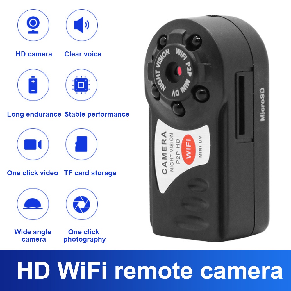 Camera Mini Q7 1080P P2P HD Wifi DV DVR Máy Ghi Hình IP Không Dây Với Chức Năng Hồng Ngoại/Quan Sát Ban Đêm/Báo Động Trong Tương Lai