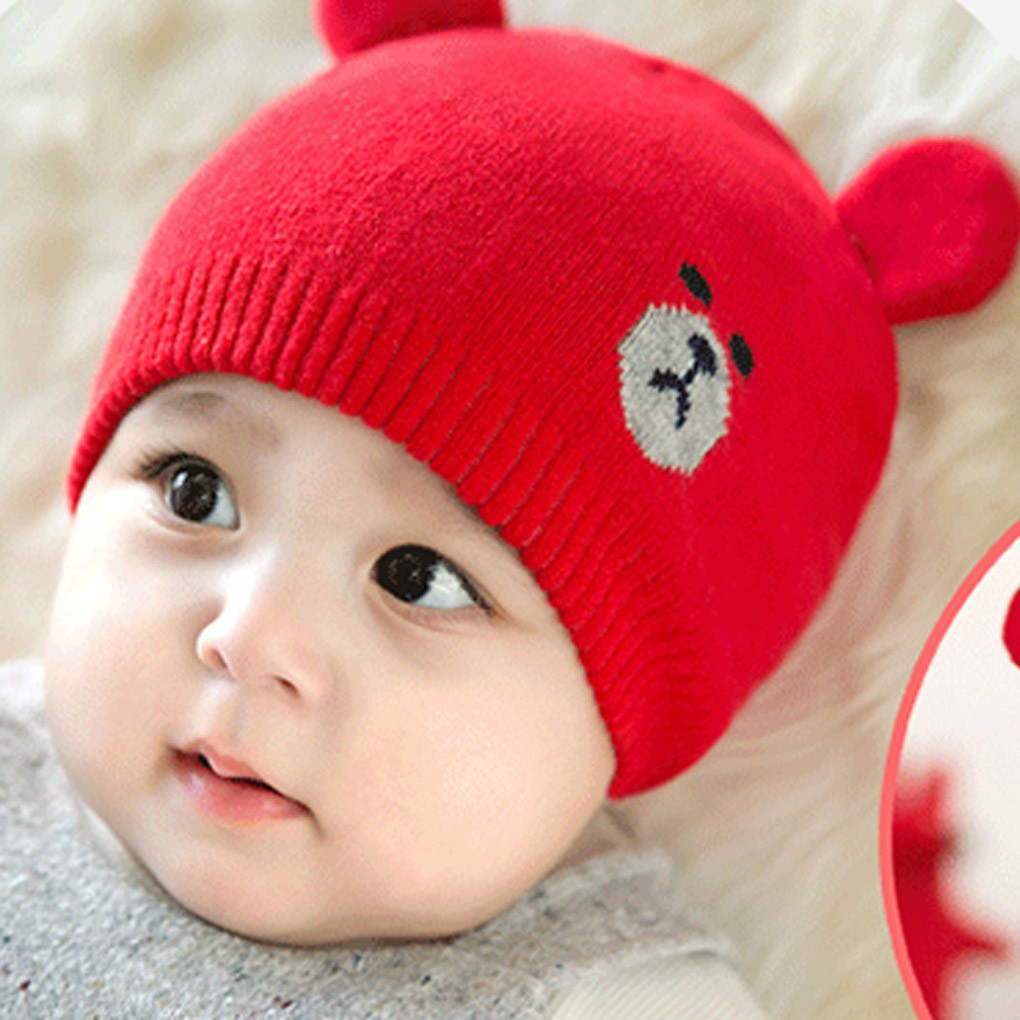 Nón cotton phối 2 tai gấu dễ thương cho bé