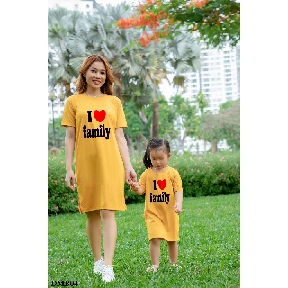 [Giá Tận Xưởng] Đầm Suông Mẹ Và Bé In Chữ Family Dễ Thương - DMB04