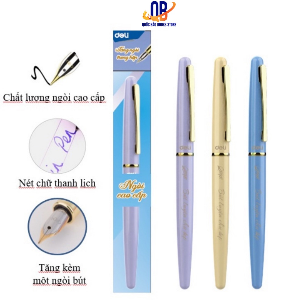 Bút máy học sinh Deli - Thiết kế trẻ trung, ngòi bút chất lượng cao, màu sắc hiện đại - kèm ngòi - CQ898