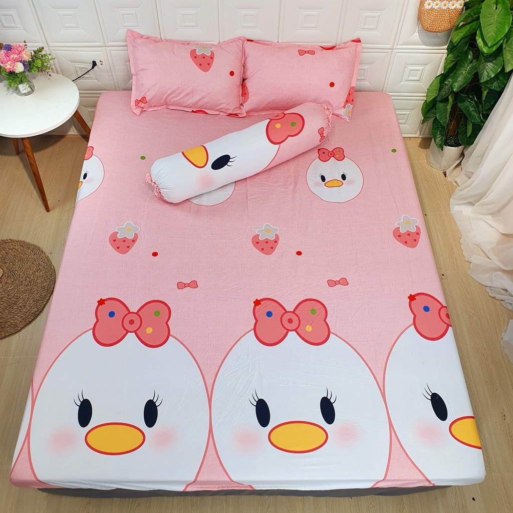 Bộ ga giường cotton 3 món ga bọc thun - Giao màu ngẫu nhiên