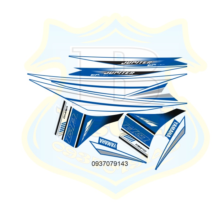 ( Quí khách vui lòng mang ra tiệm cho thợ dán ) Tem jupiter GP trắng xanh