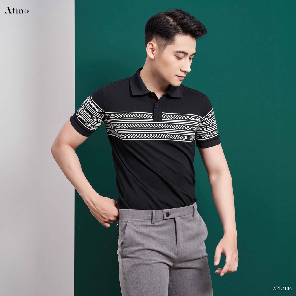 Áo Polo Nam in hoạ tiết CHEVRON ATINO vải cá sấu Cotton cao cấp sang trọng lịch lãm regular APL2104 | BigBuy360 - bigbuy360.vn