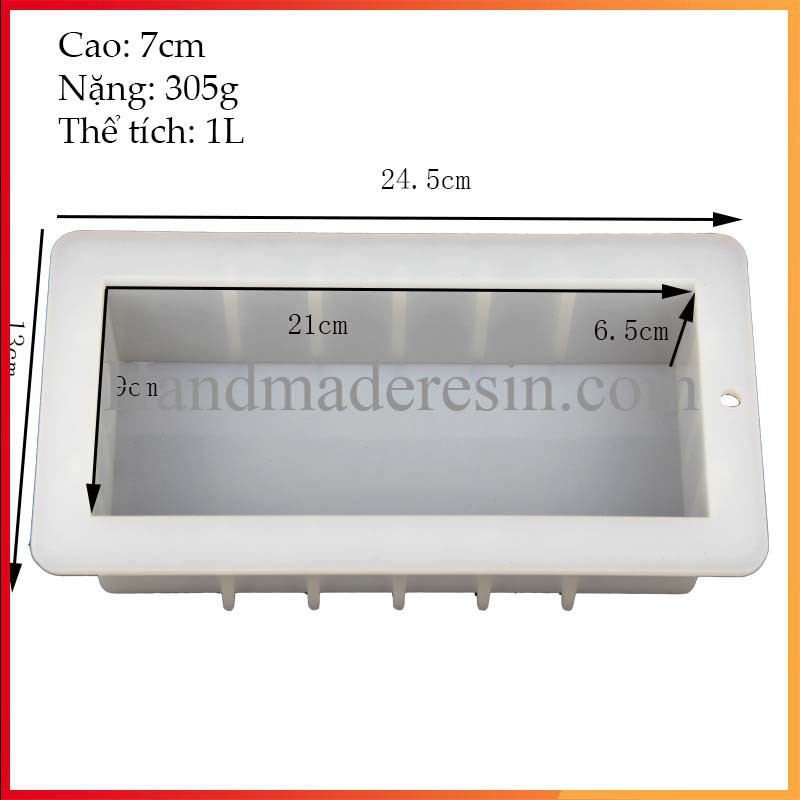 Khuôn Silicon Khối Chữ Nhật Cỡ Lớn 1 Lít