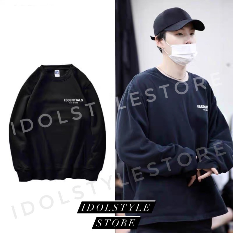 (Quà tặng kèm card BTS) áo nỉ dài tay Ess như Suga BTS