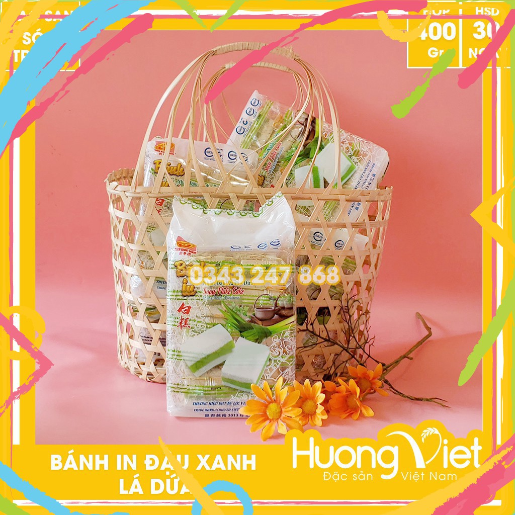 QGV JFHD Bánh in đậu xanh lá dứa Tân Huê Viên túi 10 bánh 25