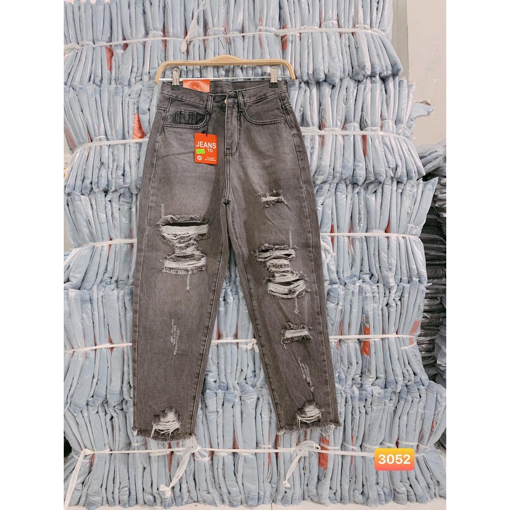 (ẢNH THẬT)QUẦN BÒ, JEANS NỮ BAGY 3052 RÁCH GỐI HÀNG XUẤT XỊN THỜI TRANG HÀN QUỐC- GIÁ RẺ VÔ ĐỊCH