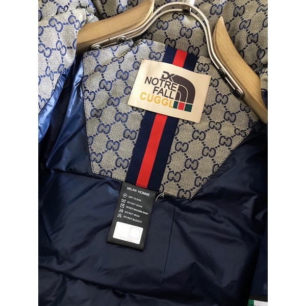Áo khoác phao nam hoạ tiết chữ nhỏ thương hiệu The North Gucci GC cao cấp