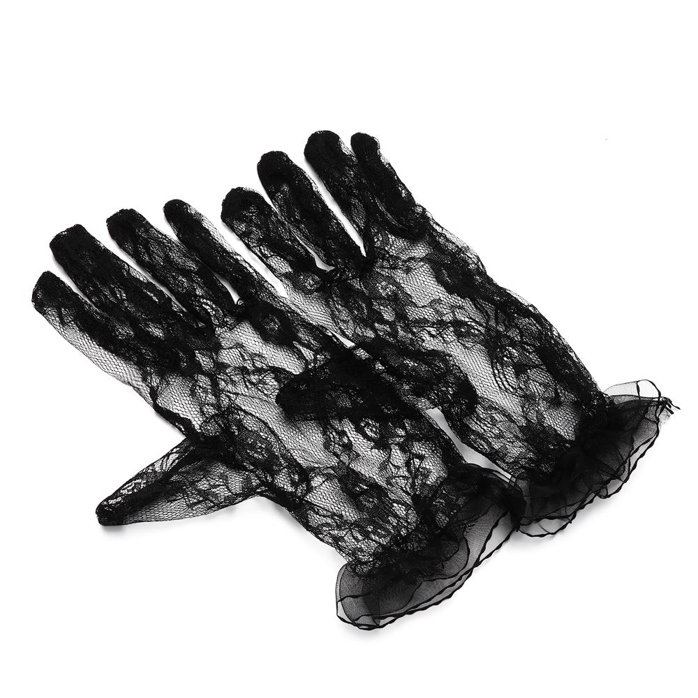 Găng tay ren màu đen chống nắng thời trang quyến rũ cho nữ