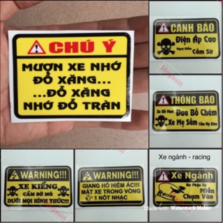 Tem cảnh báo dán xe (loại 3 lớp chống nước)