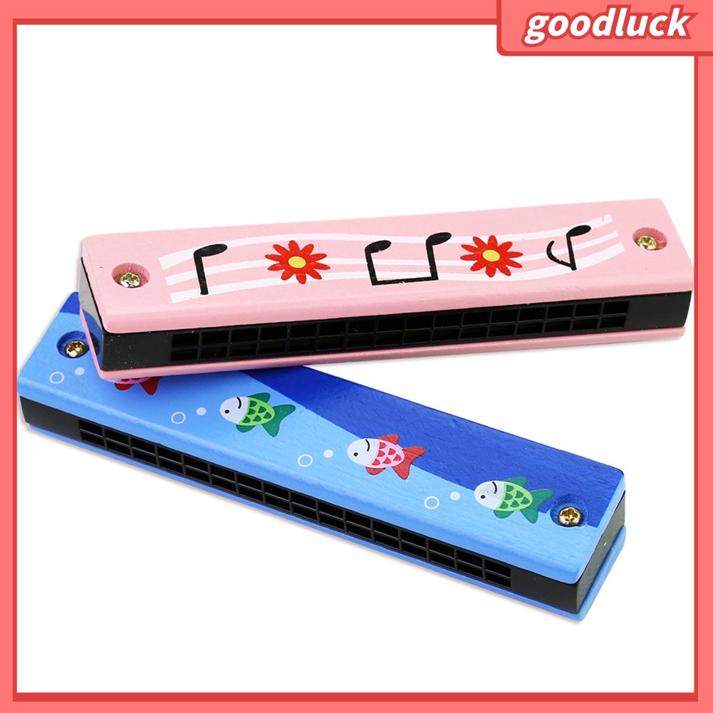 Kèn Harmonica 16 lỗ bằng gỗ họa tiết trái cây giáo dục sớm cho bé