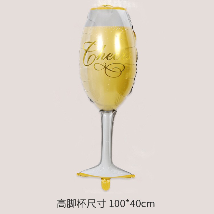 Bong bóng tráng nhôm hình ly và chai champagne size đại