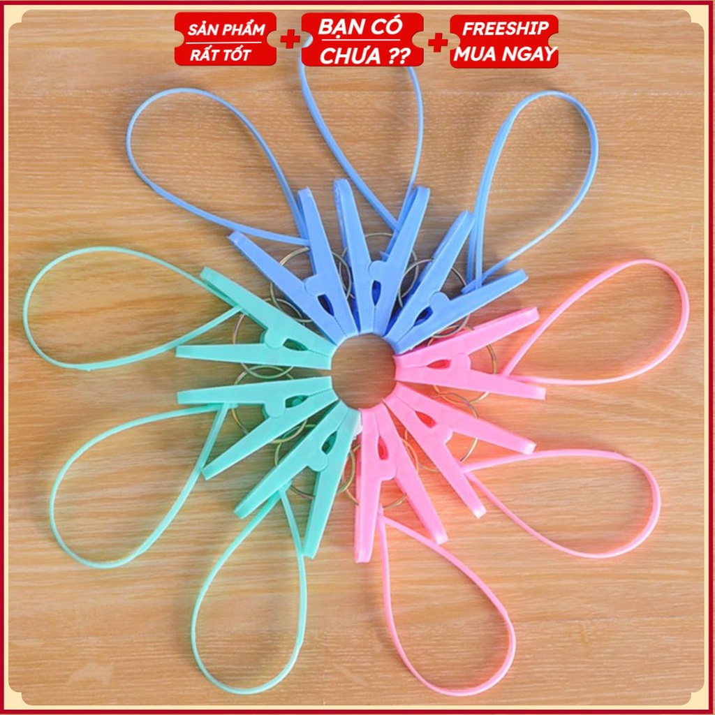 Móc Kẹp Dây Phơi - Treo Quần Áo - Treo Đồ Có DÂY RẰNG (Hàng Tốt)