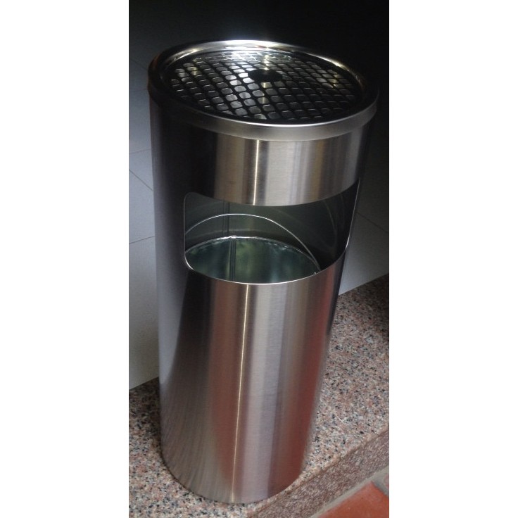 Thùng rác inox có gạt tàn thuốc lá cao cấp