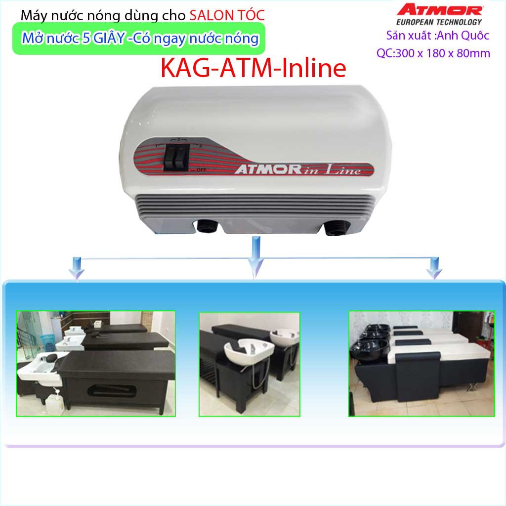 Máy nước nóng dùng cho Salon tóc KAG-ATM-Inline, 1 máy nước nóng Atmor cho nhiều ghế gội  sử dụng tốt siêu bền