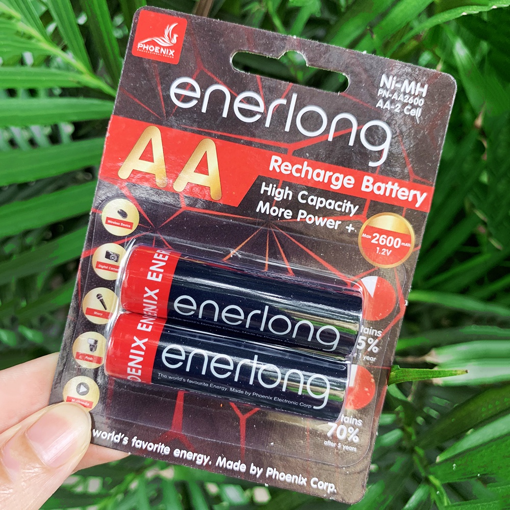Vỉ 2 viên pin sạc AA Enerlong 2600mAh, Pin sạc lại 600 lần - Enerlong AA-2600 (Hàng chuẩn)
