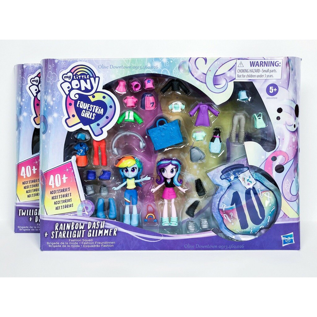 HỘP TO - Set 2 Búp bê Rainbow Dash & Starlight Glimmer kèm > 40 mẫu Trang phục & Phụ kiện - MY LITTLE PONY Fashion Squad