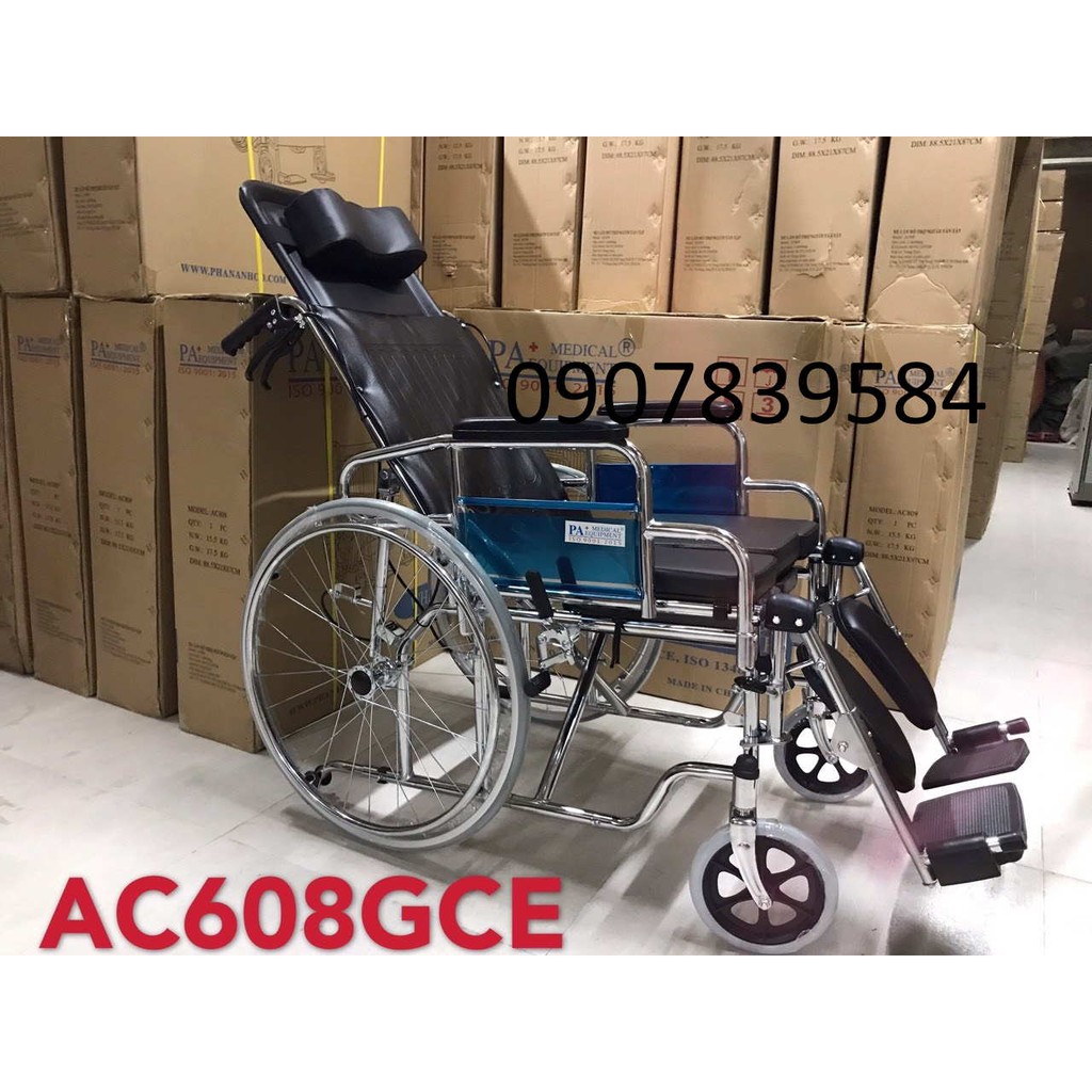 Xe lăn cho người già có bô và ngả nằm đa năng 601