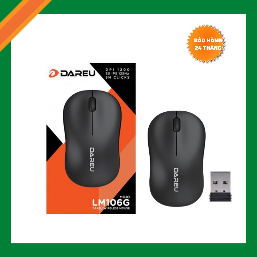 Chuột không dây DAREU LM106G - 4 màu rực rỡ ĐEN HỒNG ĐỎ XANH - New - FULL BOX - Chính hãng - BH 24T