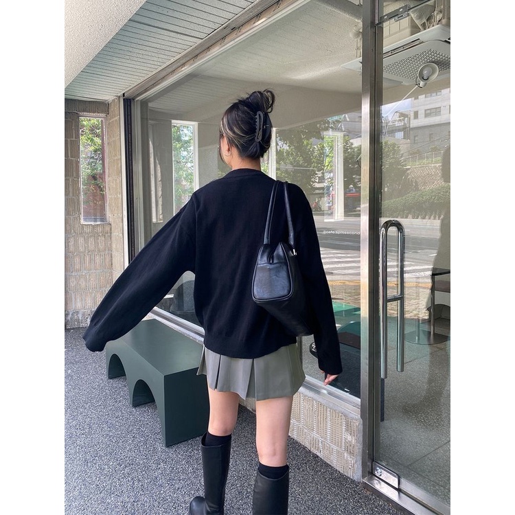 Áo Khoác Cardigan Dệt Kim Tay Dài Dáng Rộng Phong Cách Thời Trang Hong Kong Dành Cho Nữ