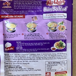 [59 g][Bún Bò Huế] Túi Gia Vị Nêm Sẵn Aji Quick