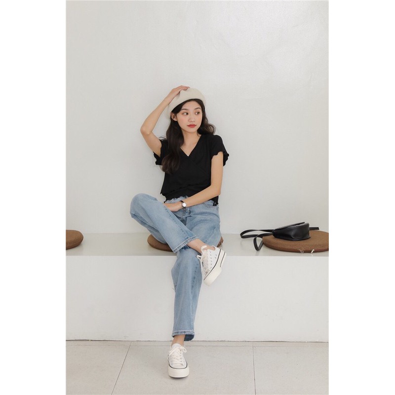 Áo croptop ôm eo , vạt chéo cột eo ulzzang | BigBuy360 - bigbuy360.vn