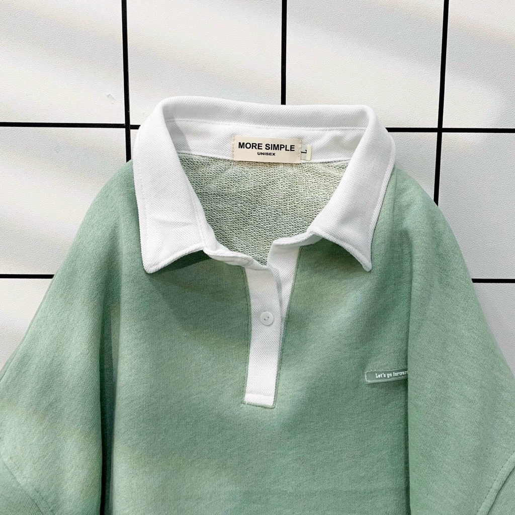 Áo Sweater Mery form rộng màu nâu chất liệu nỉ bông cổ polo