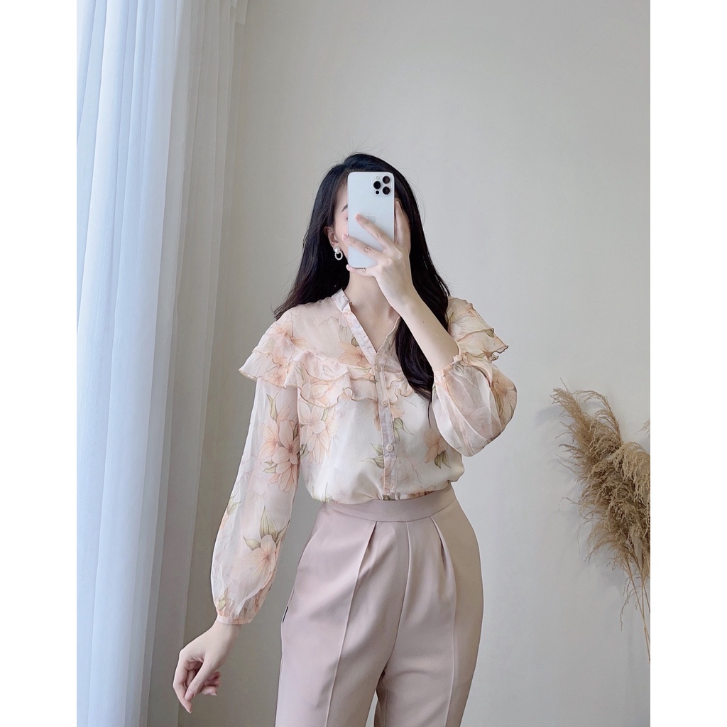 Áo Sơ Mi Nữ Công Sở Chất Tơ Họa Tiết Hoa Thanh Lịch Zym's House - K2