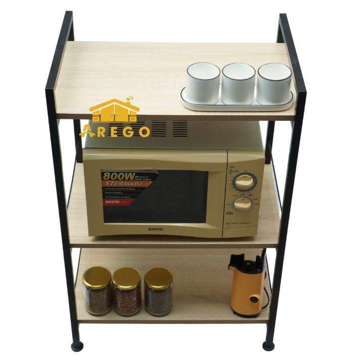 Kệ lò vi sóng, kệ nhà bếp 3 tầng, khung sắt sơn tĩnh điện Arego
