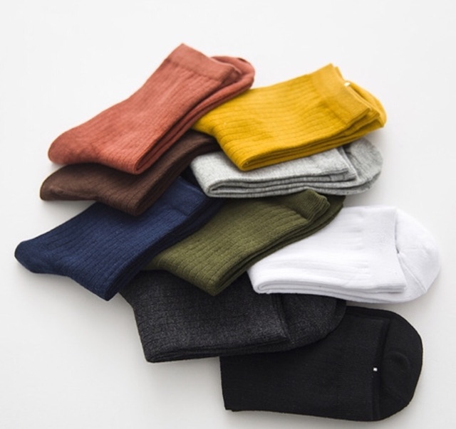 Tất Vớ Cao Cổ Len Gân Phong Cách Vintage Hàn Quốc Nhiều Màu Nam Nữ Hàng Quảng Châu Cao Cấp Chất Liệu Cotton Mơ House