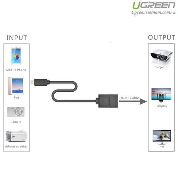 Cáp chuyển đổi micro HDMI to HDMI âm dài 20cm Ugreen 20134