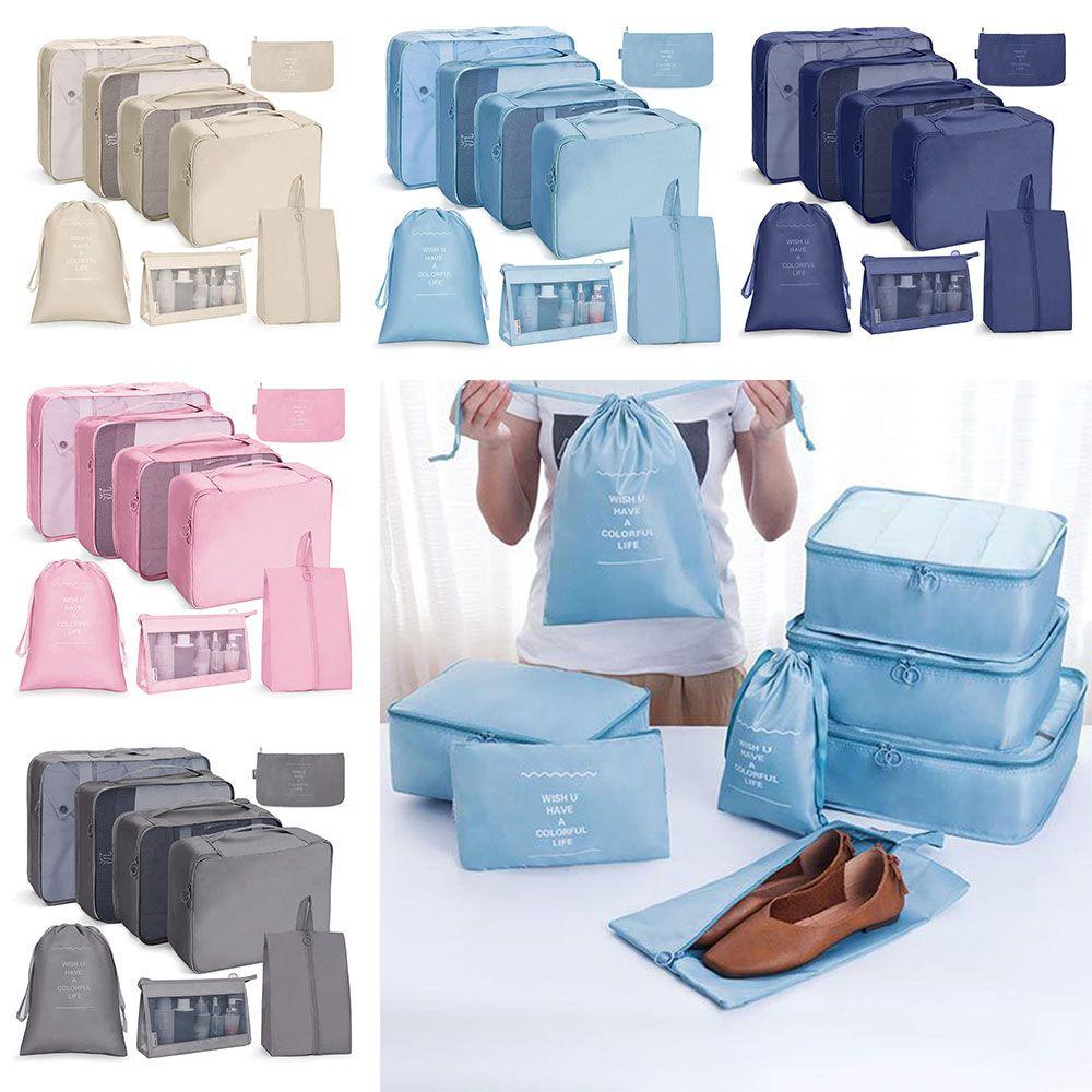 HS Set 8 Túi Lưới Đựng Đồ Du Lịch Chống Thấm Nước