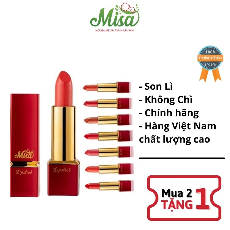 Son Lì Misa Lâu Trôi Chính Hãng, Son Thỏi Cao Cấp Dưỡng Môi Không Chì Siêu Mượt Môi