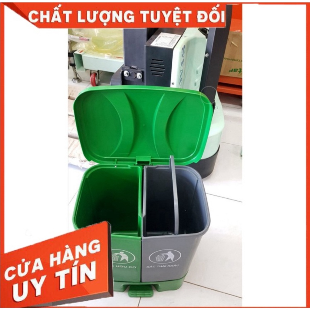 Thùng rác 2 ngăn dung tích 40 Lít. Thùng phân loại rác hữu cơ và vô cơ. Hàng cao cấp Việt Nhật.