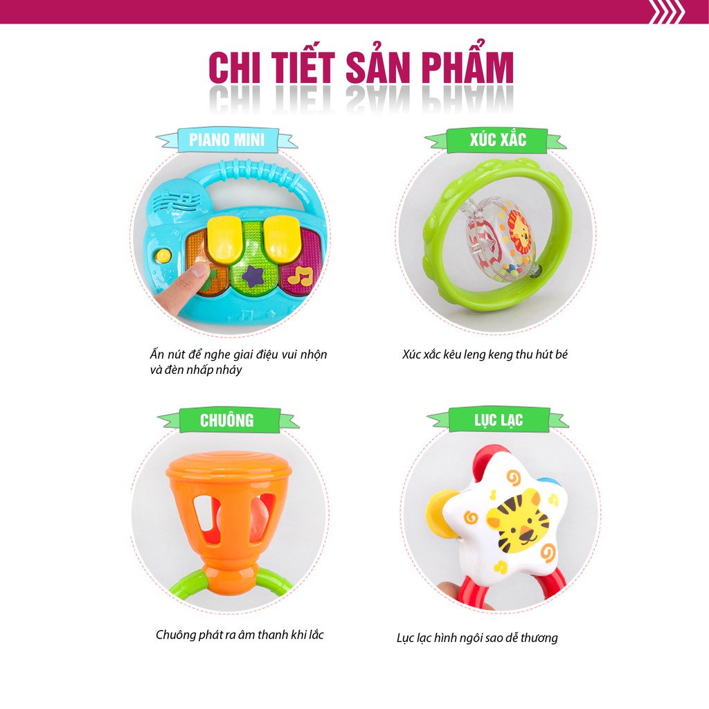 Đồ chơi Set 4 xúc sắc đồ chơi cầm tay Khu vườn của bé Winfun 3207 - Hàng chính hãng