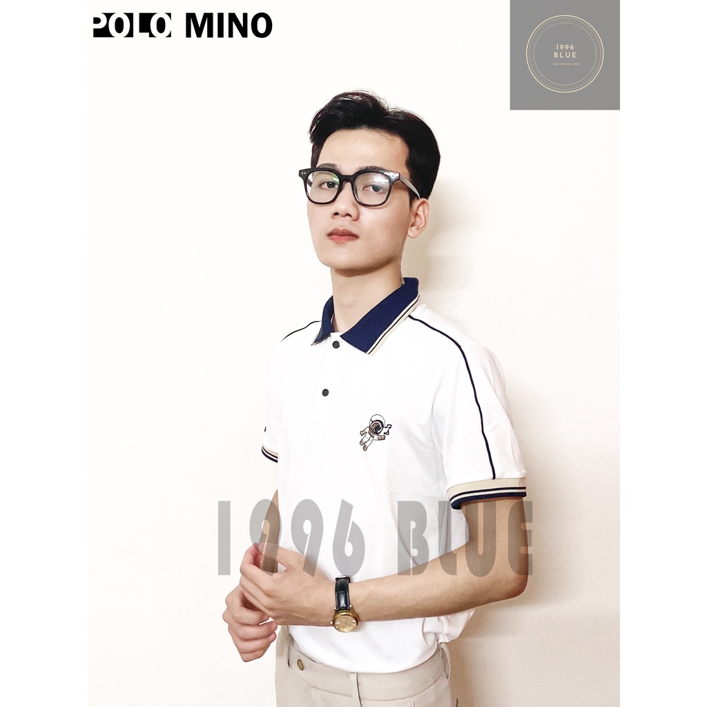 Áo polo nam phối cổ phong cách hàng quốc, áo thun nam chất vải cotton mềm mát mẫu mới 2022 - 1996BLUE