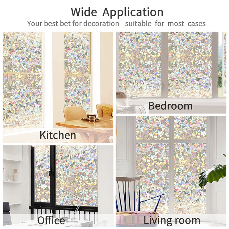 Hot wall stickers privacy rainbow effect window films anti-uv non-adhesive static cling glass sticker trang trí nội thất