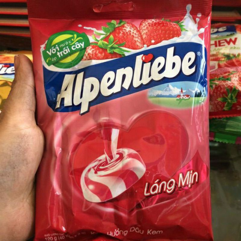 Kẹo alpenliepe hương dâu kem 120g