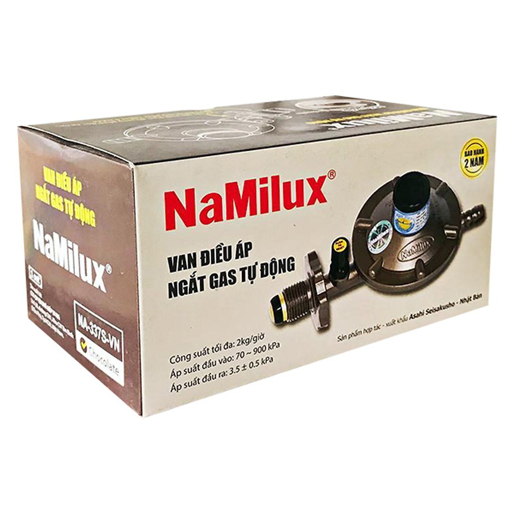 Bộ Van gas điều áp ngắt gas tự động Namilux NA - 337S VN + Dây gas Inox chống chuột