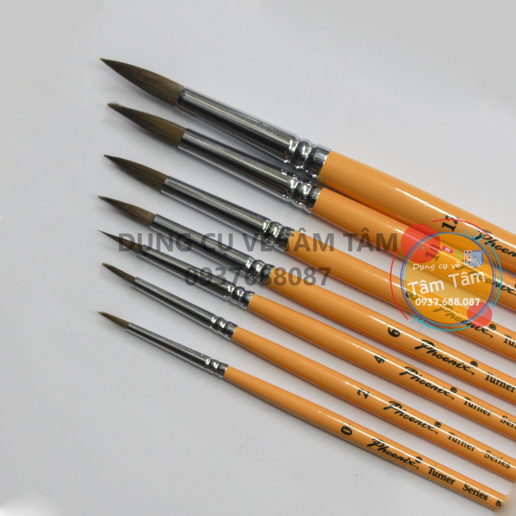 [ TÂM TÂM ]-Bộ cọ vẽ Phoenix 8805S-7 - Cọ lông sóc - (Cọ đầu nhọn)-