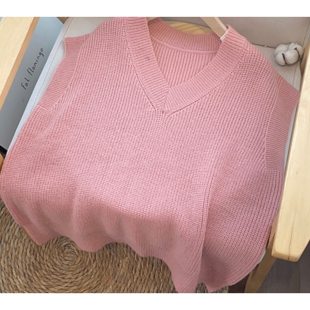 Áo Sweater không tay cổ chữ v dáng rộng màu sắc đơn giản trẻ trung 3 màu lựa chọn | BigBuy360 - bigbuy360.vn