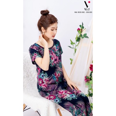 Bộ đồ mặc nhà trung niên lanh nhung Vicci áo cộc,quần dài BGDM.082 nhiều họa tiết