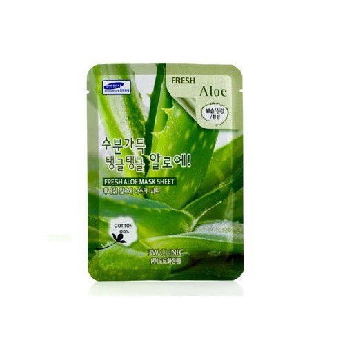 Combo 10 Mặt nạ dưỡng ẩm da chiết xuất nha đam 3W Clinic Fresh Aloe Mask