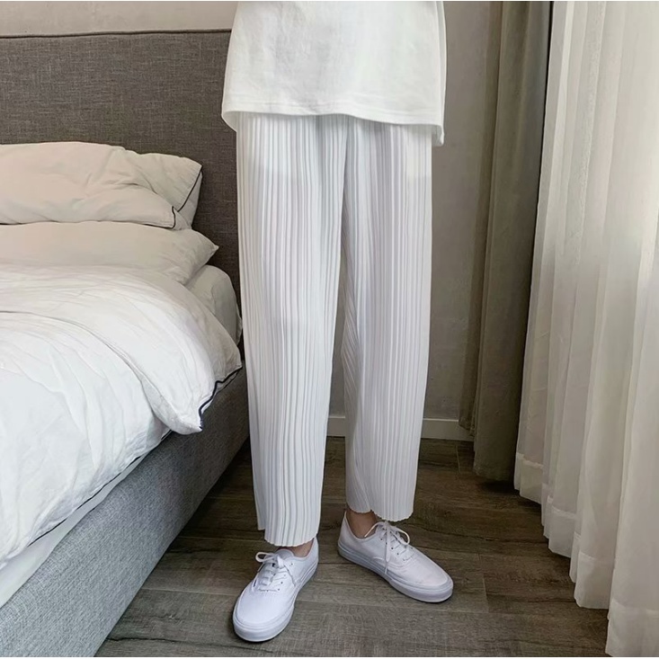 Quần ống rộng Màu Trơn Họa Tiết Kẻ Sọc Phong Cách Hàn Quốc Thời Trang Cho Nam