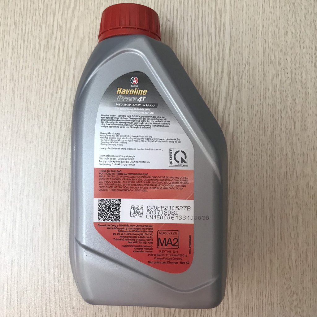 Dầu nhớt xe số gốc khoáng Caltex Havoline Super4T 15w40/20w50