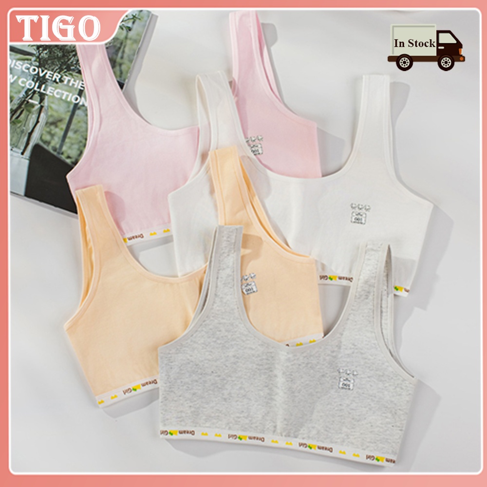 [Hàng Sẵn Sàng] ♥Tigo♥ Áo Ngực Cotton Hai Lớp Không Gọng Họa Tiết Hoạt Hình Dễ Thương Cho Bé Gái