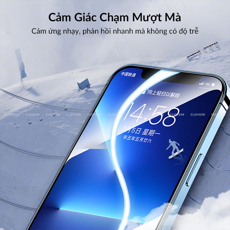 Kính Cường Lực Trong Suốt CLOVERB Dust Proof Cực Dễ Dán Với Khung Dán Chống Bám Bụi Thế Hệ Mới Cho iP 12 13 14 Pro Max