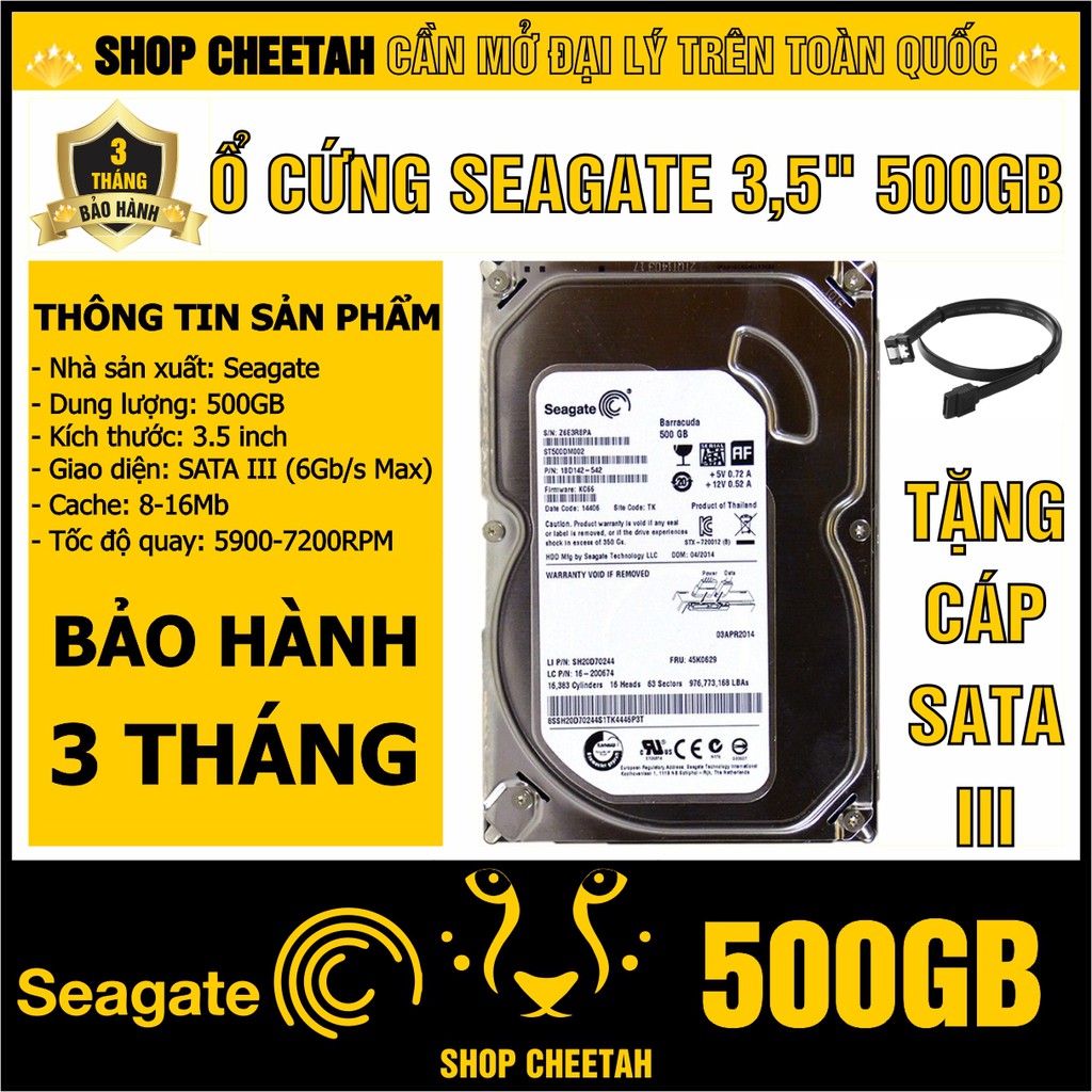 HDD 3.5” Seagate 500GB – Ổ cứng PC chính hãng – Mới 99% – Bảo hành 3 tháng – Tháo từ máy đồng bộ nhập khẩu